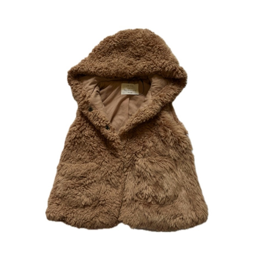 ZASA GIRLS Warm Brown Faux Fur Kids Vest